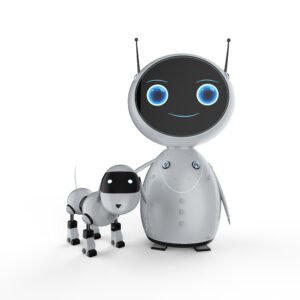 3d rendering cute artificial intelligence robot with dog robot